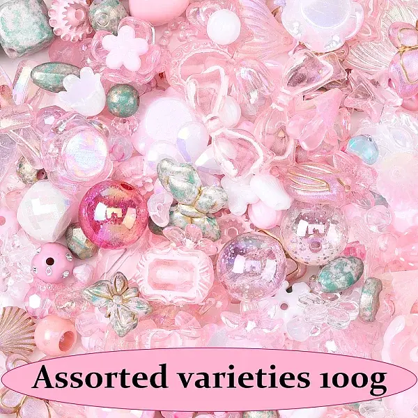 100G 10 Styles Transparent Acrylic Beads