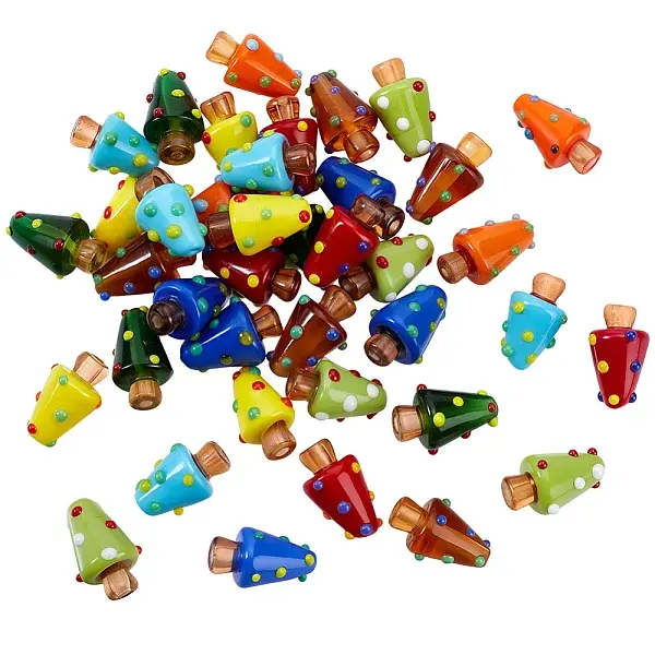48Pcs 8 Colors Handmade Lampwork Bumpy Beads