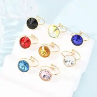 304 Stainless Steel with Glass Cuff Rings for Women