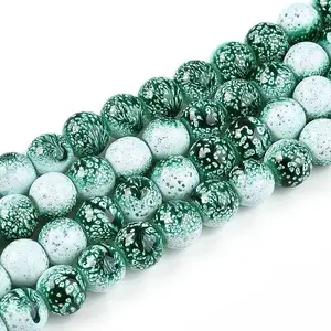 Transparent Baking Painted Glass Beads Strands