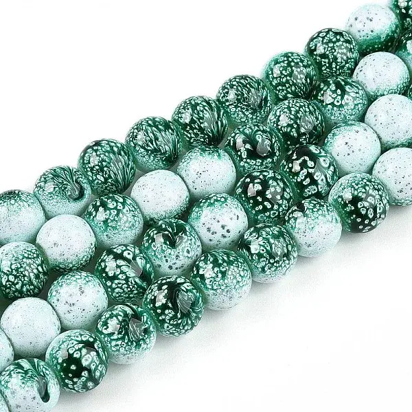 Transparent Baking Painted Glass Beads Strands