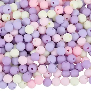 500Pcs Rubberized Style Imitated Silicone Acrylic Beads