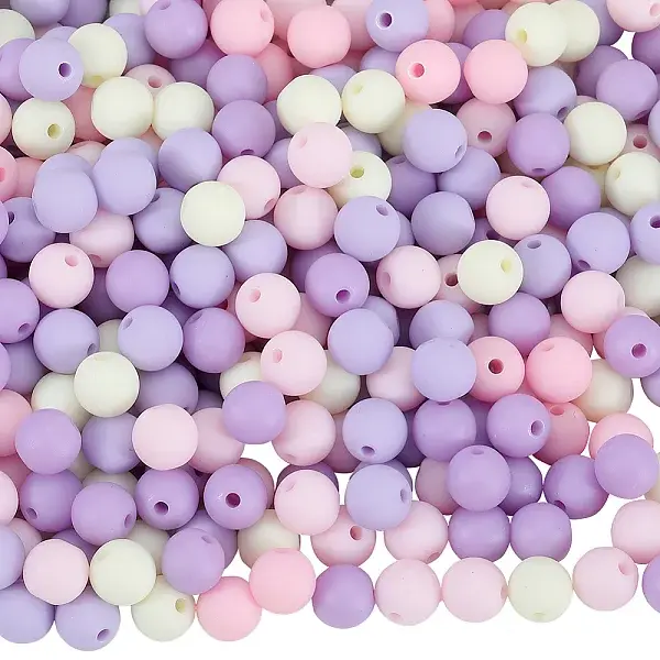 500Pcs Rubberized Style Imitated Silicone Acrylic Beads