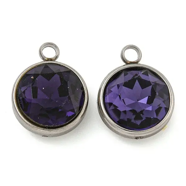 304 Stainless Steel Glass Rhinestone Charms