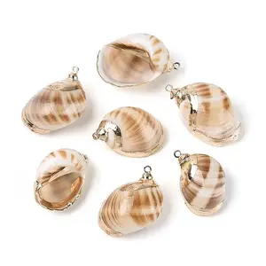 Electroplate Natural Spiral Shell Pendants