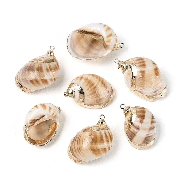 Electroplate Natural Spiral Shell Pendants