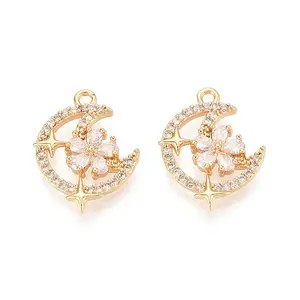 Brass Pave Clear Cubic Zirconia Pendants