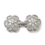 Rack Plating Flower Brass Micro Pave Clear Cubic Zirconia Fold Over Clasps