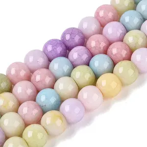 Ombre Effect Opaque Crackle Glass Beads Strands
