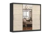 Šatní skříň Alba I - zrcadlo Barva korpusu: Černá, Dveře: Dub sonoma