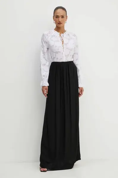 Sukně La Mania černá barva, maxi, áčková, FLAVIA