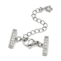 Brass Micro Pave Clear Cubic Zirconia Curb Chain Extender