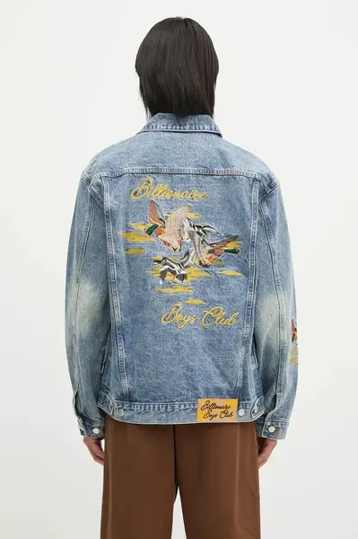 Džínová bunda Billionaire Boys Club Duck Embroidered Denim Jacket pánská, modrá barva, přechodná, B24410