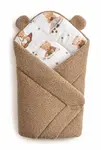Baby Nellys Beránková zavinovačka bavlna/beránek, boucle - Kouzelný méďa, hnědá