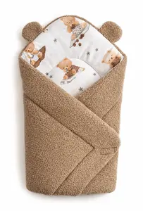 Baby Nellys Beránková zavinovačka bavlna/beránek, boucle - Kouzelný méďa, hnědá