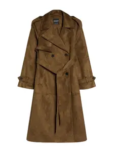 Bershka Prechodný kabát  tmavobéžová