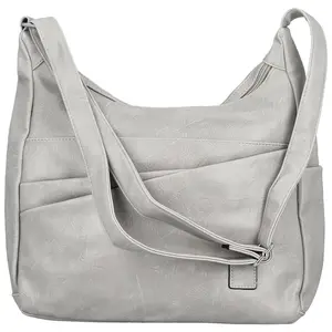 Stylová dámská koženková crossbody kabelka Gianni, světle šedá