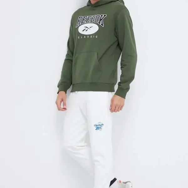 Tepláky Reebok bílá barva, s potiskem