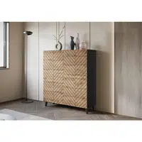 Livetastic VYSOKÁ KOMODA, černá, dub wotan, 120/130/39 cm