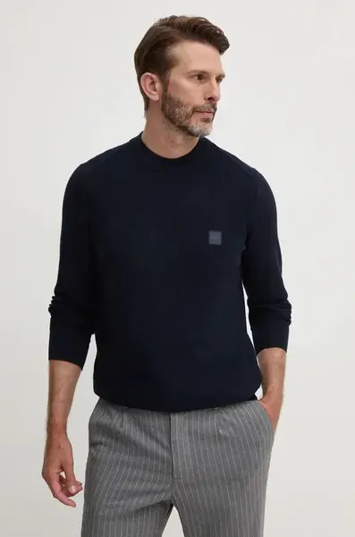 Svetr s příměsí kašmíru Boss Orange Anion_S tmavomodrá barva, lehký, 50527584