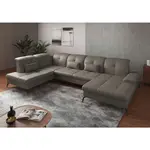 Sit & More SEDACÍ SOUPRAVA, textil, kůže, šedá