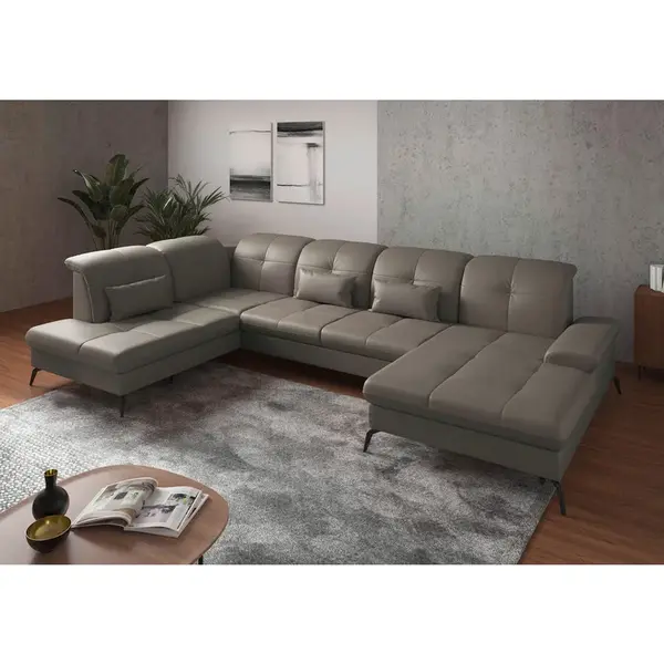 Sit & More SEDACÍ SOUPRAVA, textil, kůže, šedá