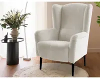 Kreslo ušiak Canto, krémová štruktúrovaná látka%