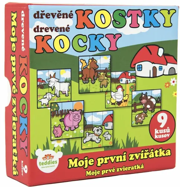 Moje první zvířátka - Kostky dřevěné 9 ks