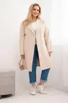 Kesi Włoski Plus Size dámský kabát s límcem béžový