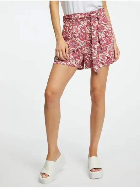 Orsay Krémovo-růžové dámské vzorované kraťasy - Dámské