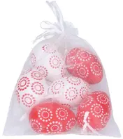 Vajíčko W045013 dekorační plastové červenobílé 4x6 cm, 6 ks