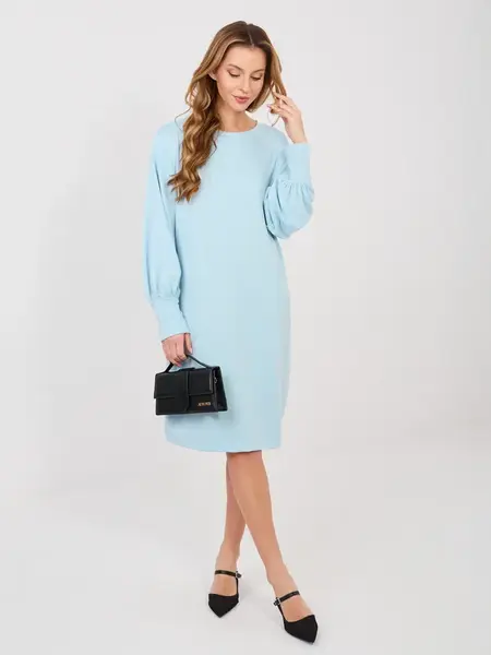 Pastelová modrá oversize mikinová sukně