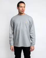 Tričko Carhartt WIP L/S Chase T-Shirt Grey Heather / Gold