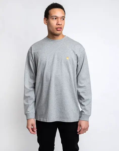 Tričko Carhartt WIP L/S Chase T-Shirt Grey Heather / Gold