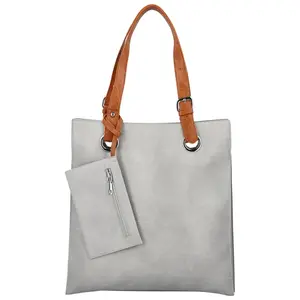 Módní dámská koženková kabelka na rameno Paytona, světle šedá