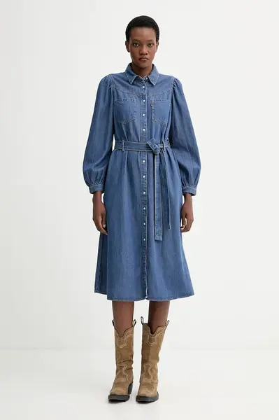 Džínové šaty Levi's JOURNEY LS MAXI