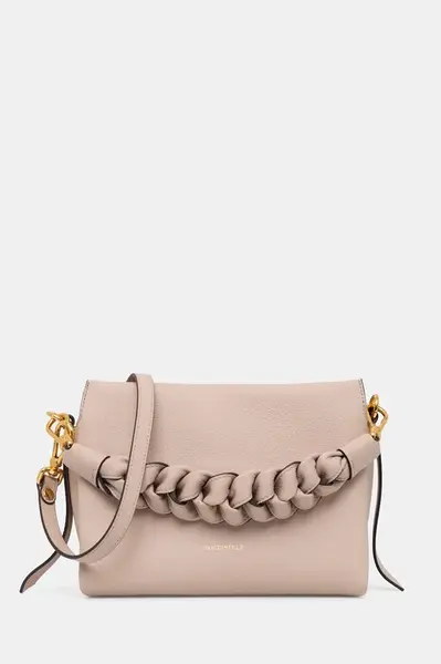 Kožená kabelka Coccinelle béžová barva