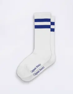 Organic Basics Core Stripe Crew Socks 3-pack White / Vibrant Blue 35-38