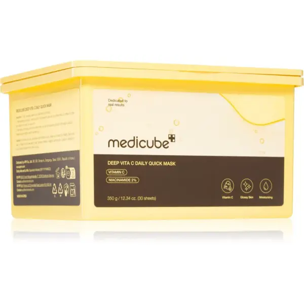 Medicube Deep Vita C Daily Quick Mask hydratační plátýnková maska pro sjednocení barevného tónu pleti velké balení 30 ks