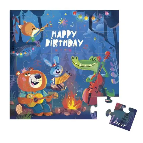 Janod Blahopřání k narozeninám s puzzle Les