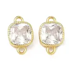 Brass Pave Cubic Zirconia Square Connector Charms