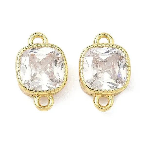 Brass Pave Cubic Zirconia Square Connector Charms
