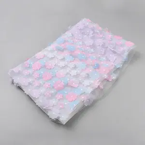 Embroidered Flower Polyester Mesh Fabric