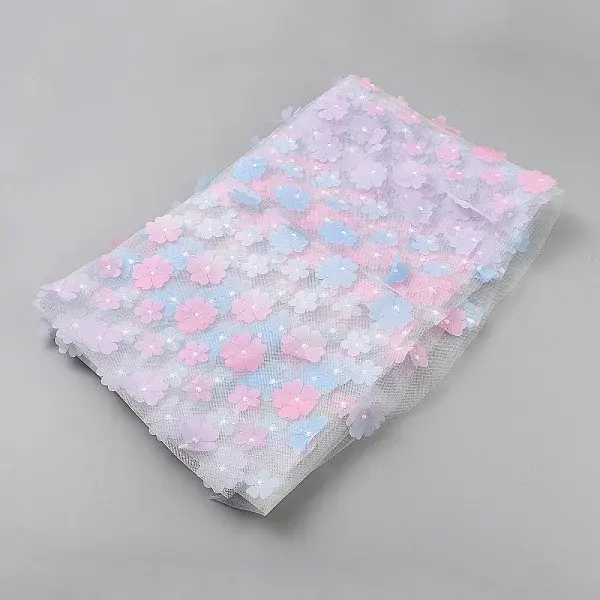 Embroidered Flower Polyester Mesh Fabric