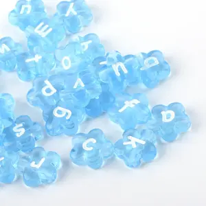 Transparent Acrylic Flower Horizontal Hole Letter Beads