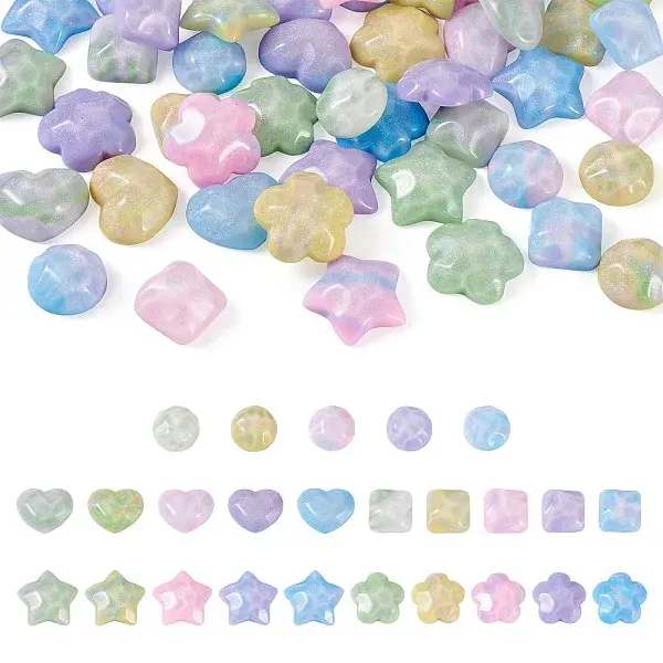 50Pcs 25 Styles Opaque Resin Cabochons