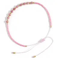 Elegant Natural Gemstone & Glass Seed Round Beads Braided Beaded Bracelets for Women