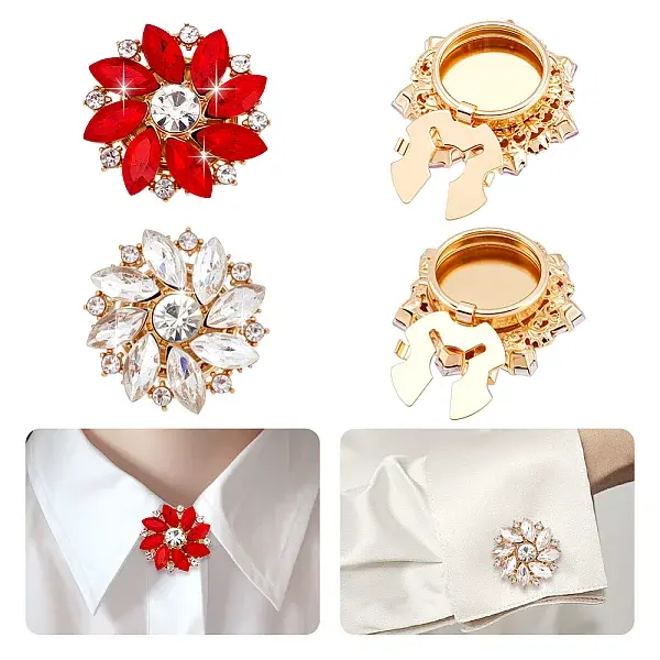 4Pcs 2 Colors Alloy Rhinestone Cufflinks