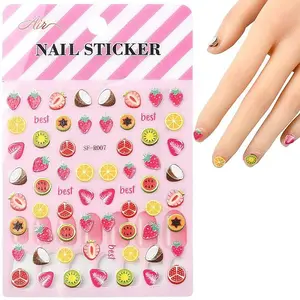 60Pcs Fruits Theme Paper Nail Art Stickers