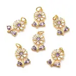 Brass Micro Pave Lilac Cubic Zirconia Pendants